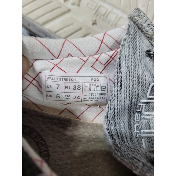 Hey Dude Shoes Wally Sox Men's 5 Womens 7 Casual Moc Sneakers Grey Canvas Flats - Picture 10 of 11